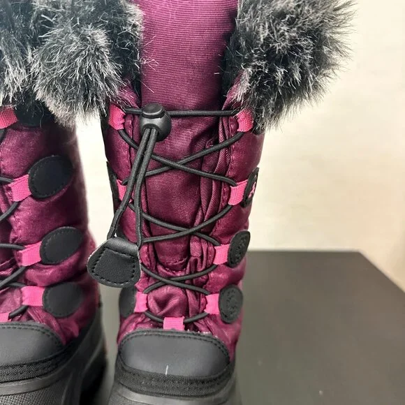 Kamik Kids Purple/Pink Snowgypsy Faux Fur Lined Winter Snow Boot Size 2 - Picture 6 of 12